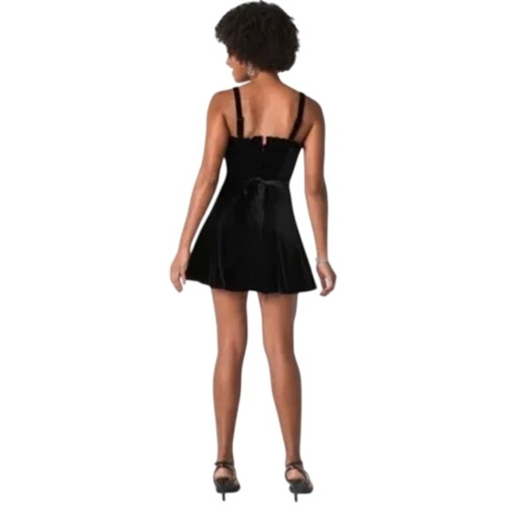 Velvet Sleeveless Belted Fit Flare Dress Black Rhinestone Star L Johnny Wujek - Picture 7 of 7